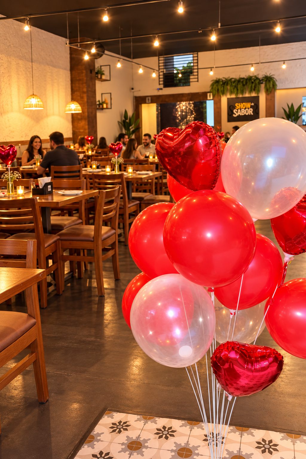 Mesa decorada para aniversário no Show de Sabor Restaurante